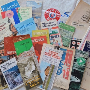 Mapas de viaje de carretera Mobil vintage, Canadá, pesca, AAA Enco, lote de 29 piezas