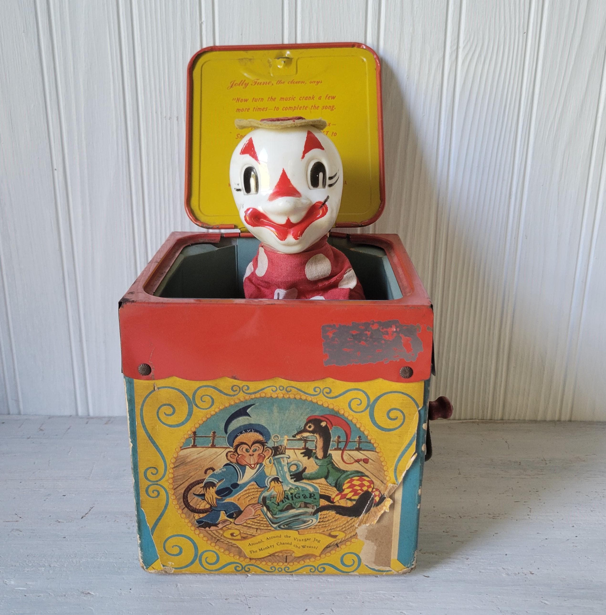 Vintage Jack in the Music Box Wind up Clown Mattel Toy Not Working