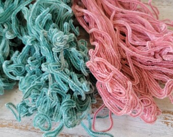 5 mètres de cure-pipe vintage filaire en chenille au choix ou mélange de rose bleu aqua