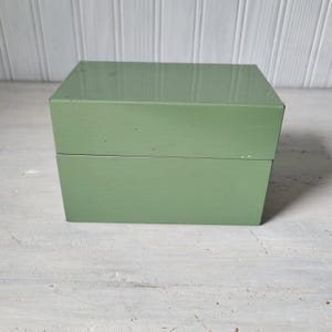 Vintage Sage Green Tin Recipe File Box Storage Container