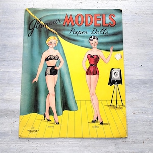 Libro di bambole di carta ritagliate con modelli glamour vintage non tagliati, Stephens Publishing
