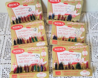 6 vintage Noma dwergvervangingslampen kat nr. 1510 kerstlampen uit het midden van de eeuw, originele verpakking