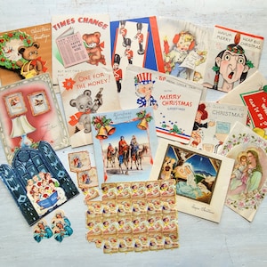 Vintage Kinder Weihnachtsgrußkarten für Scrapbooking religiöse Scraps
