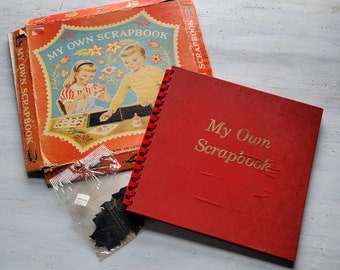 Unused Vintage Children's My Own Scrapbook in Box Black Pages Spiral-bound + Photo Corners