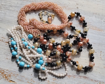 Vintage Beaded Necklaces Beads for Crafting As Is