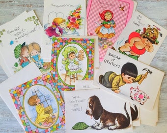 9 Vintage Cute Children's Greeting Cards Unused