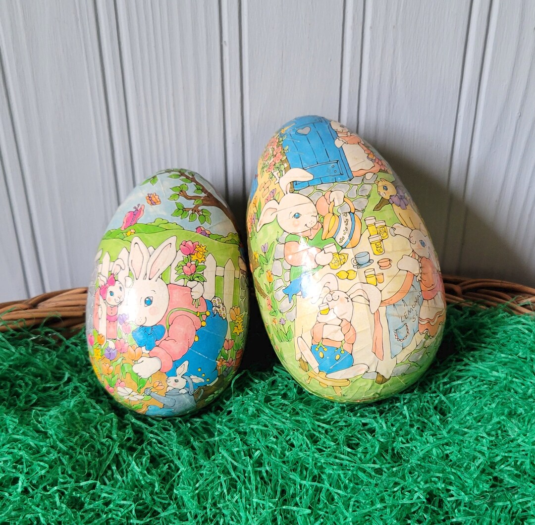 Vintage 4 & 5.75 Paper Mache Easter Eggs Midwest Importers of Cannon Falls Etsy