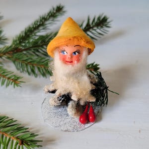 Vintage German Pine Cone Spun Cotton Putz Christmas Elf