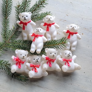 8 Vintage White Teddy Bear Christmas Light Covers