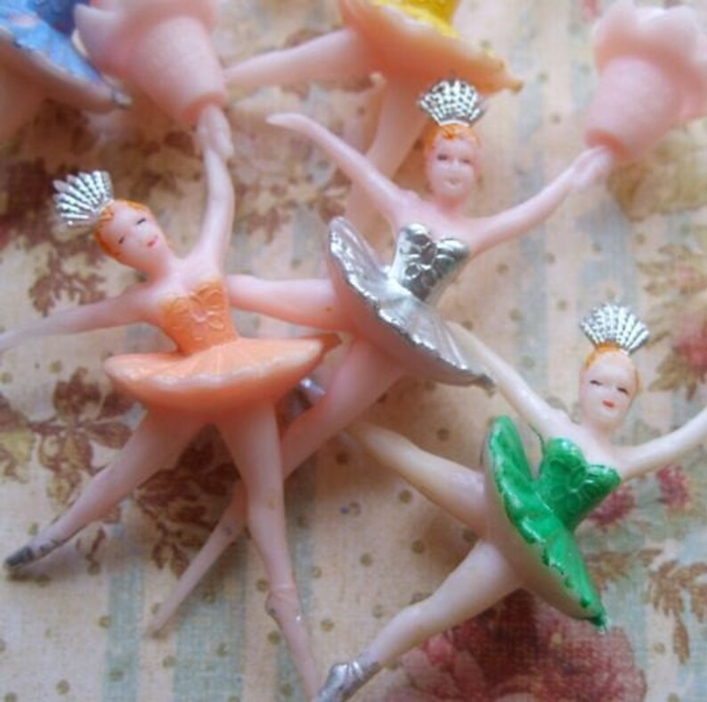 Vintage Ballerina Candle Holders Cake Decorations Lot of 6 Etsy