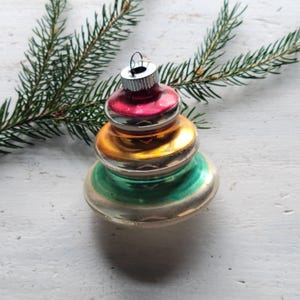 Vintage Gestreifte Weihnachtsbaum Grün Gold Rot glänzend Brite Ornament