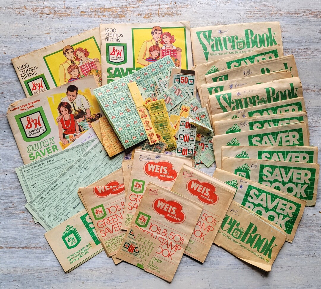 Huge Lot Vintage S&H Green Stamps Full Books Loose Stamps Etsy