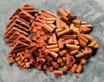 100+ Vintage Lincoln Log Set Square Round Wooden Pieces