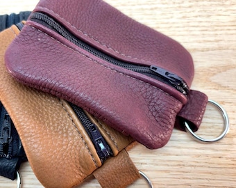 Deerskin Leather Zipper Pouch: Keyring, ID & Card Holder