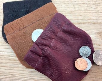 Deerskin Leather Coin Pouch: Spring Frame Closure, Holds Change or Small Items