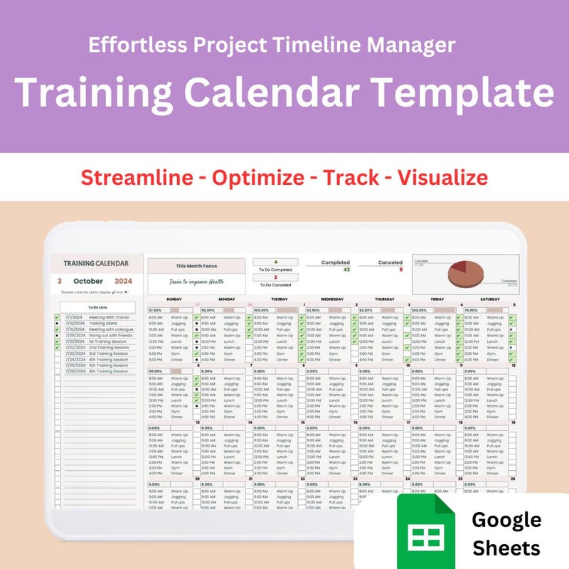 Training Calendar Template Etsy