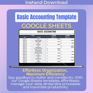 Basic Accounting Template, Editable Google Sheets, Digital Download ...
