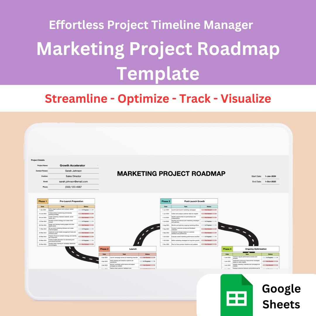 Editable Marketing Project Roadmap Template Easy Digital Download for ...