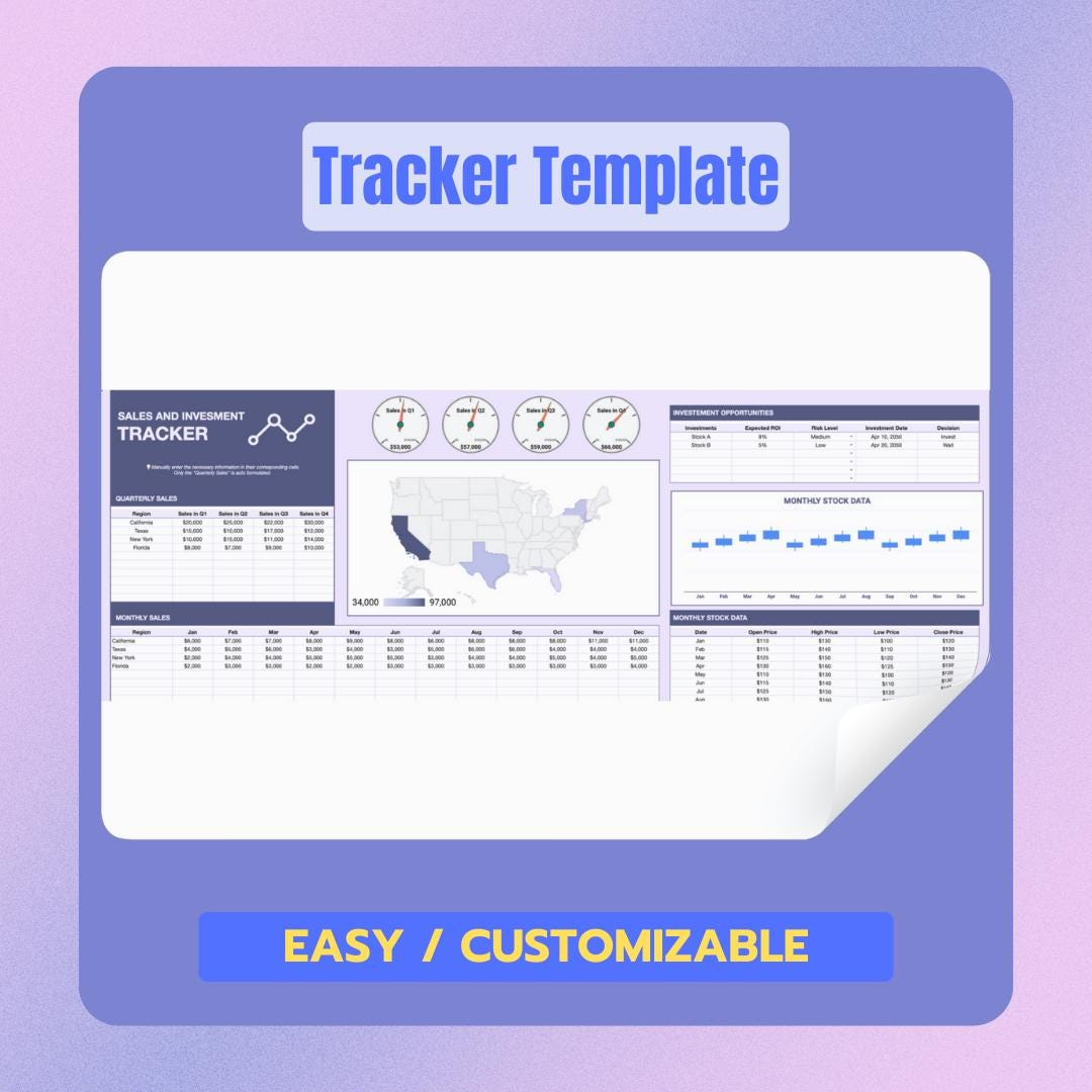 Tracker Template, Editable Google Sheets, Digital Download, Easy-to-use ...