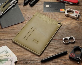 Personalized Leather Field Notes Cover with Pen Holder and Card Slot, Custom Monogram EDC Notebook Wallet, Gift for Him