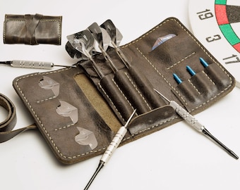 Personalized leather darts case