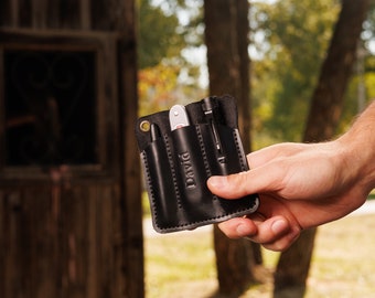 Leather EDC Pocket Slip, Victorinox Knife Organizer, Personalized Gift