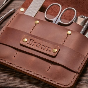 Everydaycarry, Leather manicure case, Organizer for Tools, Manicure and Pedicure Pouch, Gift for Her