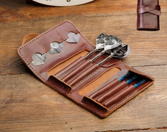 Personalized Leather Darts Case, Custom Engraved