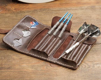 Monogrammed Leather Dart Box, Custom Dart Holder, Father’s Day Gift for Dad