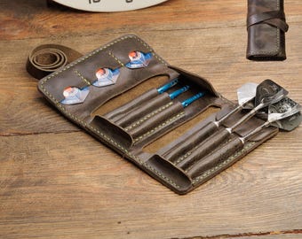Custom Dart Holder for Players, Monogrammed Leather Sleeve, Groomsmen Gift