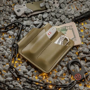 Cartera utilitaria de cuero delgada personalizada para hombre, billetera de cuero con bolsillo frontal, bolsa EDC, regalos para él