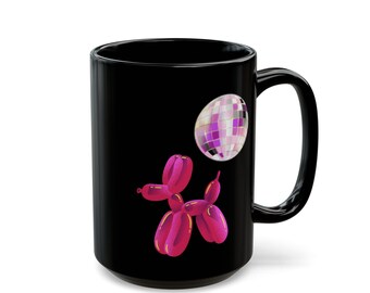 Balloon Disco Dog Rave Mug - Trippy Festival Cool Coffee Cup, Unique Gift Idea, Retro Design, Groovy Tea Mug, Colorful Kitchen Decor