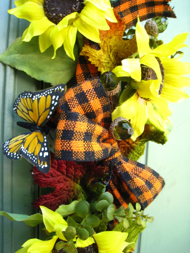 Hanging Cinnamon Broom W/Sunflowers Velvet Fall Leaves Etsy