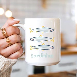 Portuguese Sardine Mug: Coastal Kitchen Decor, Funny Fish Lover Gift