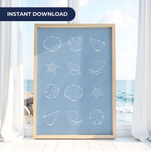 Seashells Wall Art: Minimalist Coastal Print (Digital Download)