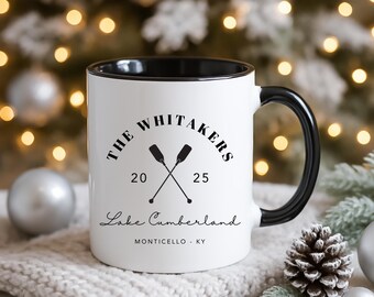 Personalized Lake House Mug: Custom Family Name Cabin Decor