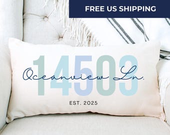 Personalized Coastal Lumbar Pillow: Custom Beach House Decor