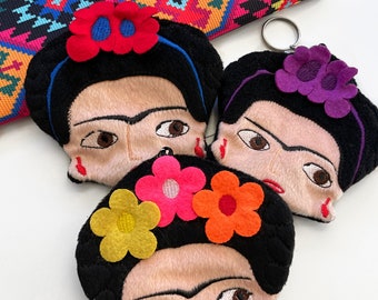 Frida Coin purse / zippered pouch / keychain purse / Mexican coin purse / Mexican party favors / embroidered pouch