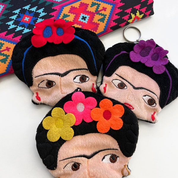 Frida Coin purse / zippered pouch / keychain purse / Mexican coin purse / Mexican party favors / embroidered pouch