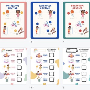 Routine per bambini e lista di controllo giornaliera Routine per lavarsi i denti in bagno Brown Kids Prima elementare Asilo Nido Elementare Programma Scaricabile Personalizzato