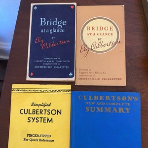 Set of 4 Vintage Ely Culbertson Bridge at a Glance Book and Scoring