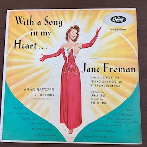 Jane Froman | With a Song in My Heart | Capitol T-909 | 1950s Vocal LP | Technicolor Film Soundtrack | Vintage Vinyl Record
