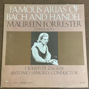 Famous Arias of Bach & Handel | Maureen Forrester, Janigro, I Solisti di Zagreb | Bach Guild BG-669 | Vinyl LP