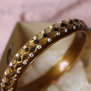 1950s Vintage Bangle Beaded Bracelet| MidcenturyJewelry| Glass| Gift for Her| Mosaic Glass