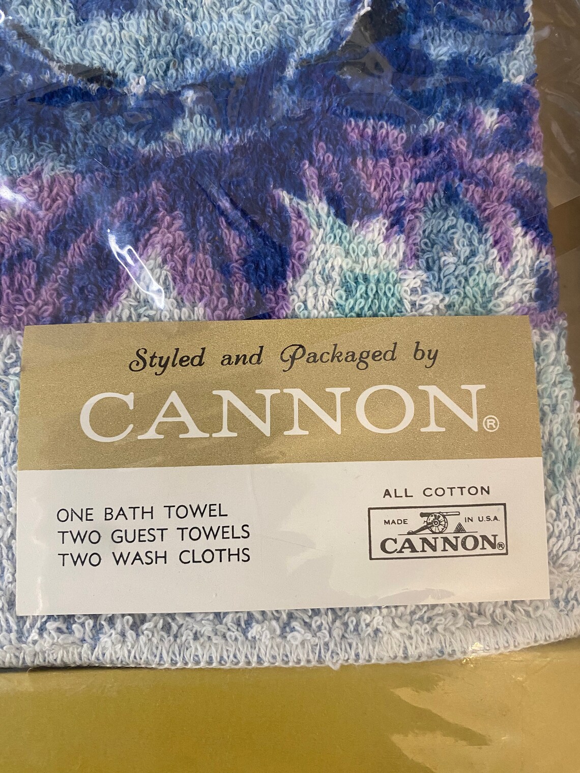 Vintage Cannon Towel Set Blue and Purple Floral Guest Etsy