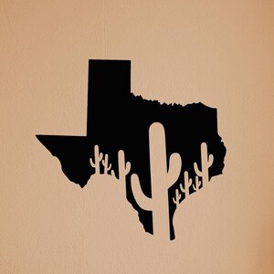 Texas Karte Kaktus Wandtattoo - Südwestern Vinyl Wandkunst, rustikale Wohnkultur, Lone Star State Aufkleber Geschenk für Texaner zB9907
