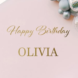 Alles Gute zum Geburtstag Zeichen Dekor | Personalisierte Gold Name Aufkleber | Party Ballon Bogen Dekoration | Benutzerdefinierter Hintergrund oder Wanddekor-Schriftzug Idee w20