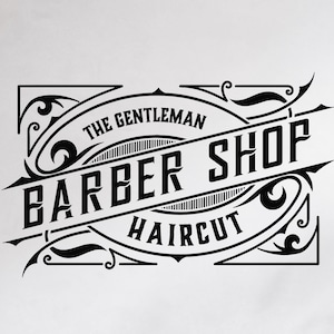 The Gentleman Barbershop Vinyl Wall Decal, Classic Barber Shop Decor Window Sticker, Stylish Wall Art for Men&#39;s Grooming Studio Salon eg9978