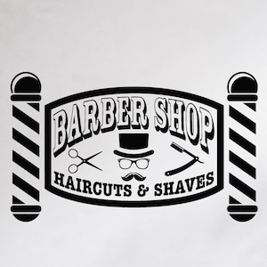 Haircuts & Shaves Wall Decal, Vintage Barber Shop Sticker, Stylish Decor for Barbershop Logo, Salon Window, or Men&#39;s Grooming Area eg9974