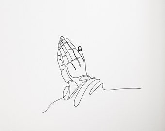 Wall Vinyl Decal Hands in Prayer Inspirational Faith Decor for Home Church Religious Stickers ea4600